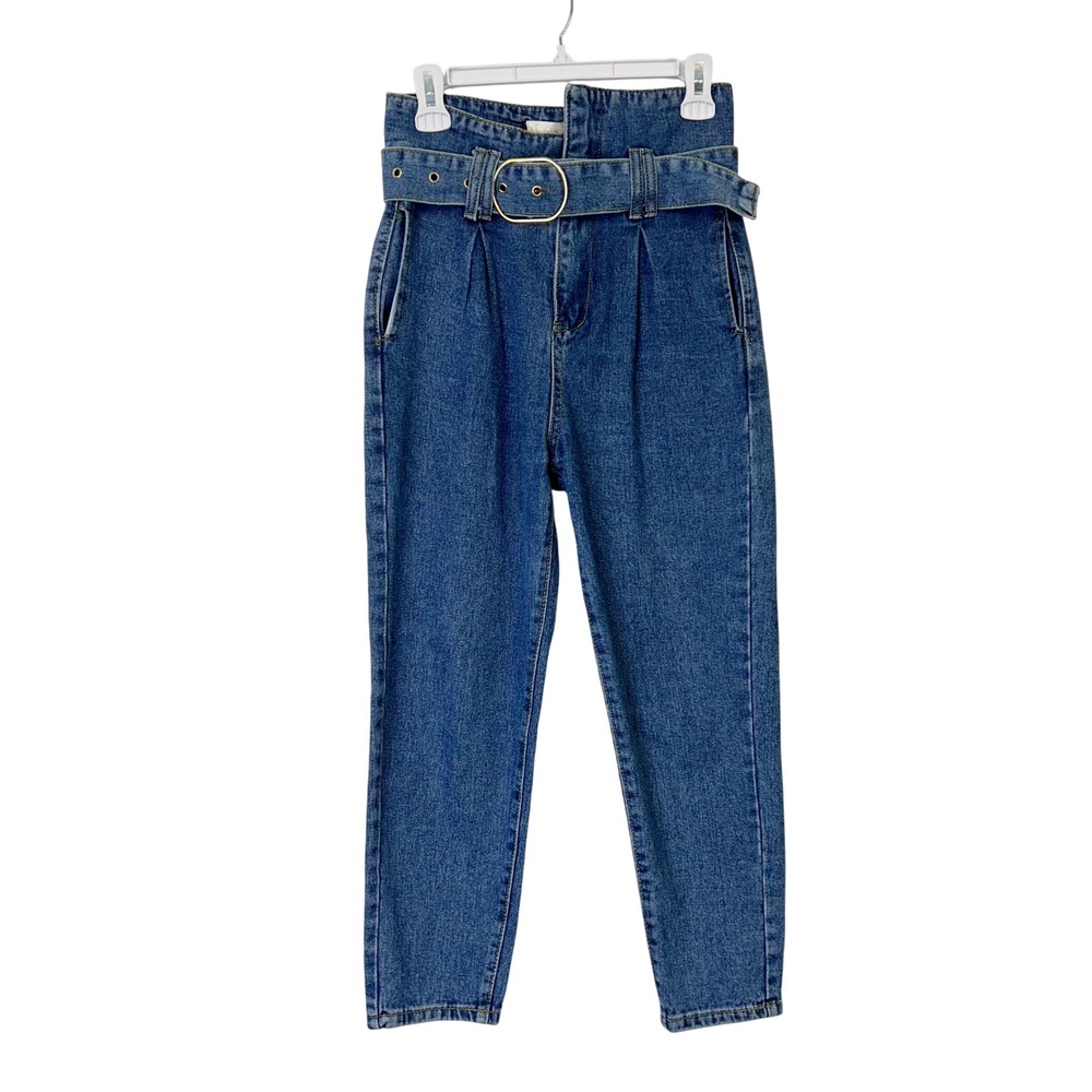 NEW Vita Grace High Waist‎ Belted Tapered Jeans Women's Size 8 Paperbag
